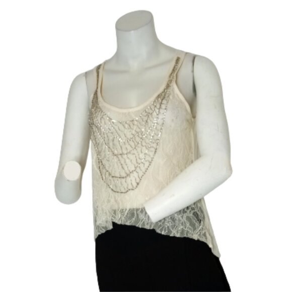 Ivory Tank Top (fabric catches on beads) - Picture 1 of 1